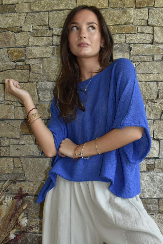 Conrad Box Cotton Knit Malibu Blue
